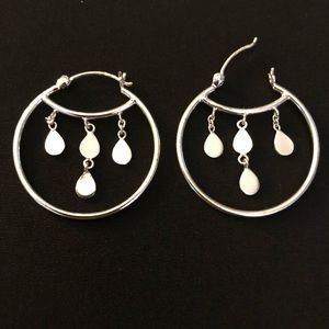 Sterling Silver Hoop Dangle Earrings